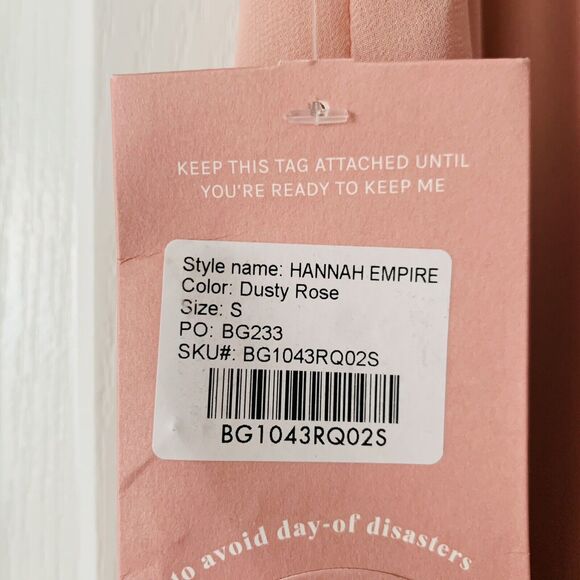 NWT Birdy Grey Hannah Empire Dress Pink Dusty Rose Small Chiffon Bridesmaid Flow - Picture 9 of 15
